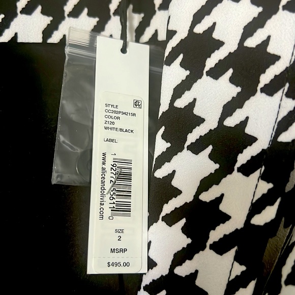 NWT Alice + Olivia Breann checkered black white houndstooth blazer jacket size 2 - Picture 11 of 15